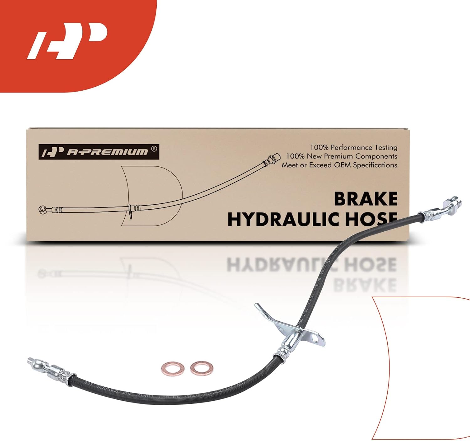 A-Premium Front Driver Brake Hydraulic Hose Compatible with Select Hyundai Models - Elantra 2013-2016, Elantra Coupe 2013-2014, Elantra GT Veloster 2013-2017 - Replace# 58731A5000