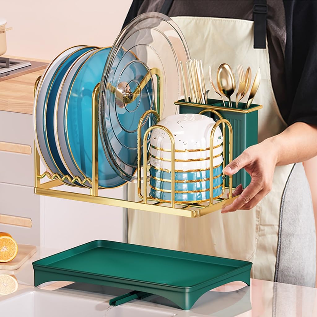 Abtropfgestell Geschirr Mit Ablauf, Multifunktionales Geschirrtrockner Plastik, Platzsparender Geschirr Abtropfständer Abtropfgitter Für Die Küchentheke Und Küchenorganisation ( Color : /White )