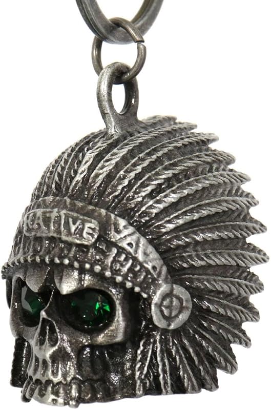 Sino de Boa Sorte para Motocicleta Milwaukee Leather com Caveira Nativa e Olhos Verdes MLB90XX