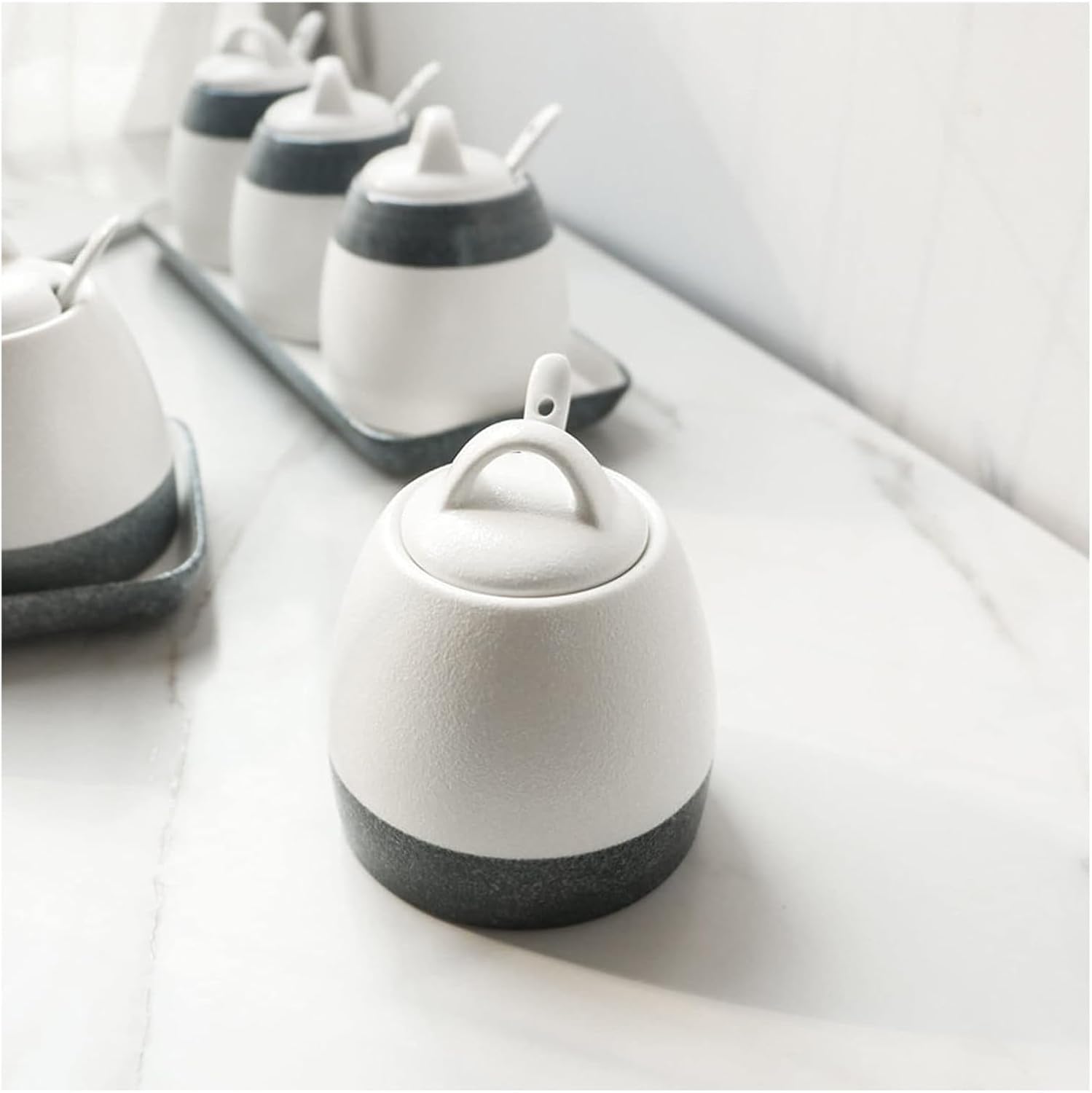 Sugar bowl,Sugar bowl,Japanese Sugar Bowl with Lid, Ceramic Sugar Pot, Coffee Accessories, Sugar Pourer, Kitchen Storage(Blue and White B)