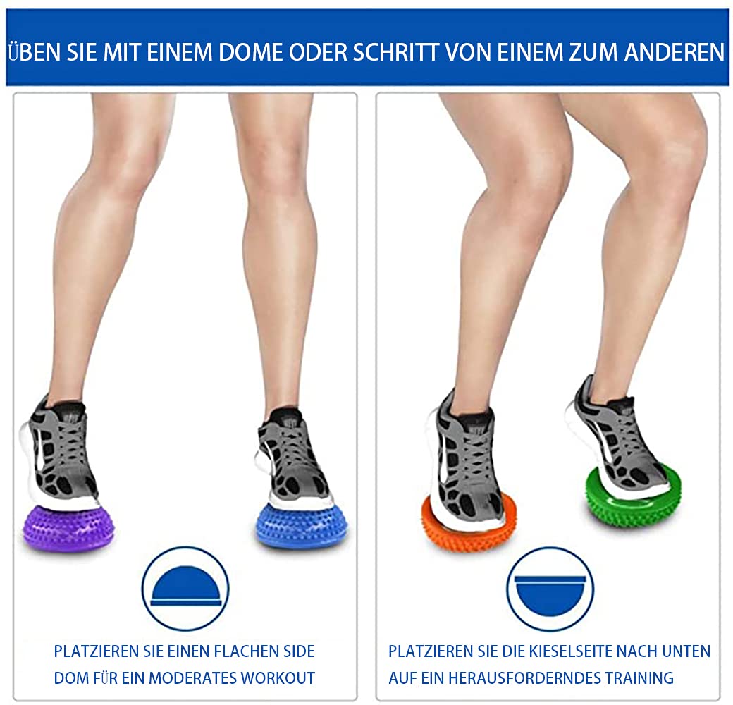 Semisfera a Riccio pedana Equilibrio, 2X Mezza Palla di Yoga, Yoga Gonfiabile Massaggio Balance Fitball per Esercizi Fitness Palestra Yoga Pilates coordinazione