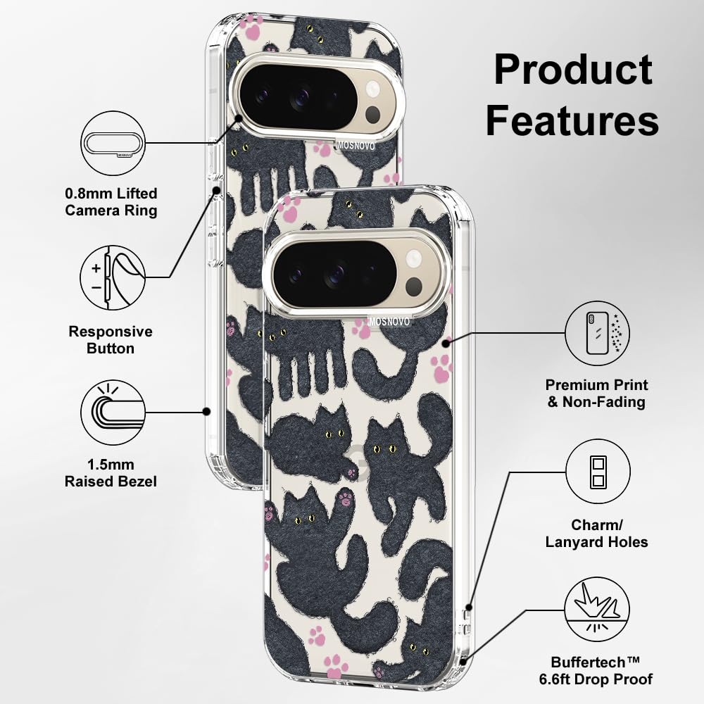 MOSNOVO Case for Google Pixel 10 & Pixel 10 Pro, [Buffertech 6.6ft Military-Grade Drop Protection] [Anti Peel Off Tech] Clear TPU Bumper Phone Case Cover Design - Cute Cherry — view 540