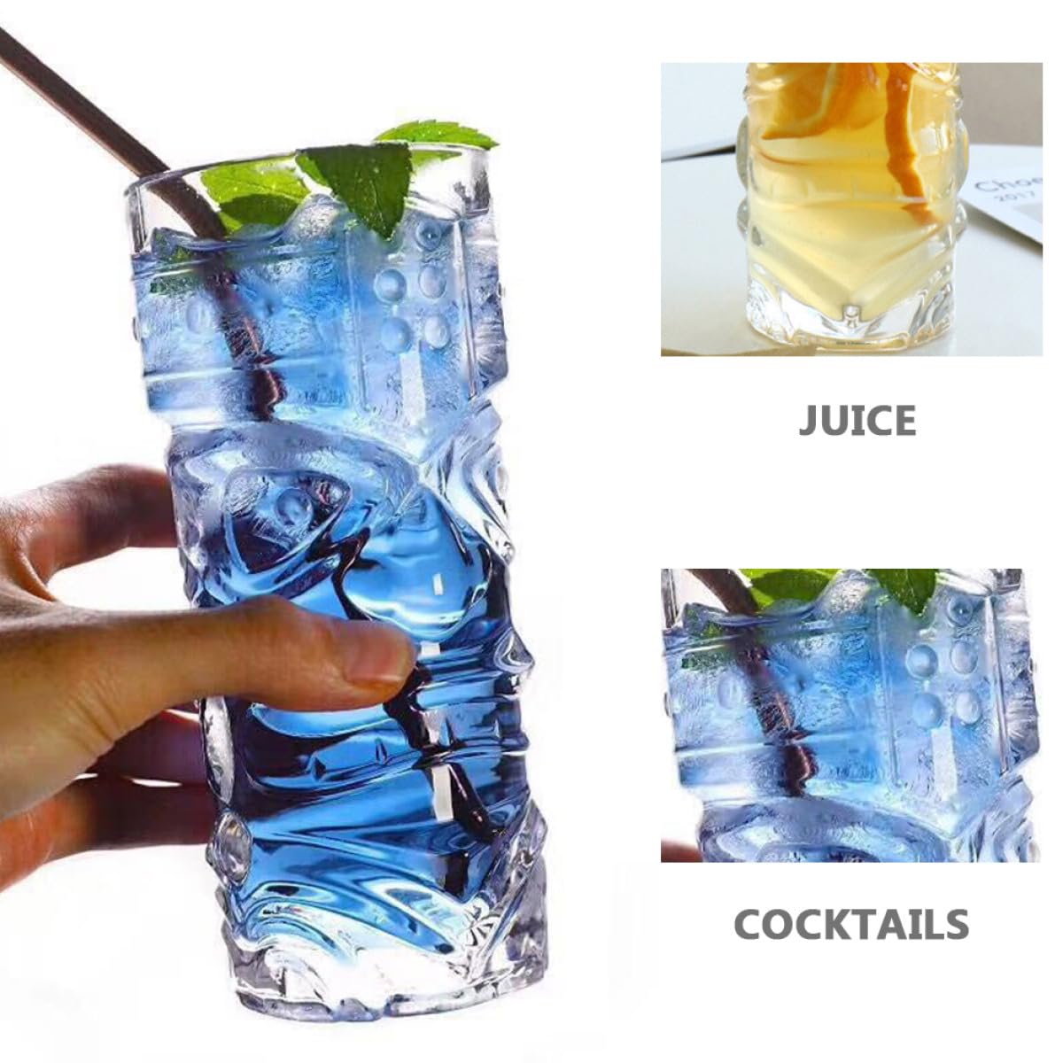 Zerodeko 2 Tazas de Vidrio Transparente Diseño de Rostro Creativo, Copas de Vino Modernas para Fiestas y Bar, Vaso para Beber Tótem de Personalidad, Aptas para Hogar y Reutilizable