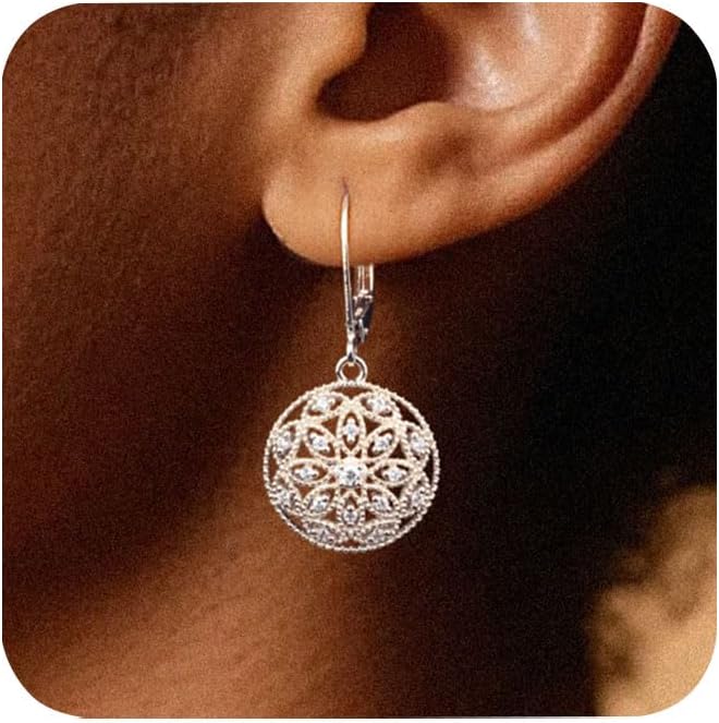 925 Sterling Silver Teardrop Dangle Earrings for Women Cubic Zirconia Leverback Filigree Drop Dangle Earrings Jewelry Hypoallergenic Silver Teardrop Filigree Earring for Gifts - Image 7