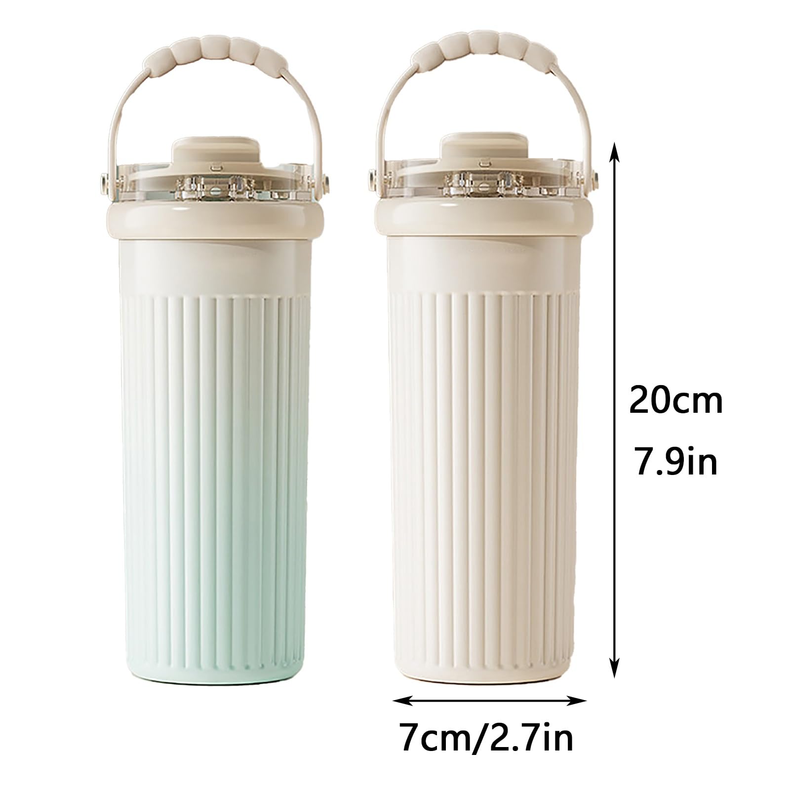 500ml / 17oz, Thermo Becher, Isolierbecher, 3 Trinkmöglichkeiten, Sicher und Auslaufsicher, Leicht zu Reinigen, für Sport, Reisen und Schule(White)
