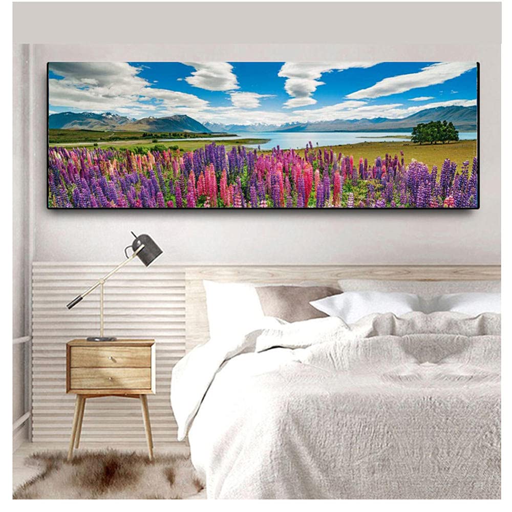 Mer de fleurs DIY 5D Peinture Diamant toile anti-plis grand format 50x150cm de salon