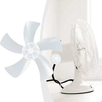 12 Inch Fan Blade Replacement Part Five Leaves Plastic Propeller With Nut Cover For Standing Pedestal Desk Electric Fan Home Appliance Accessory 280Mm Diameter Black White(White)