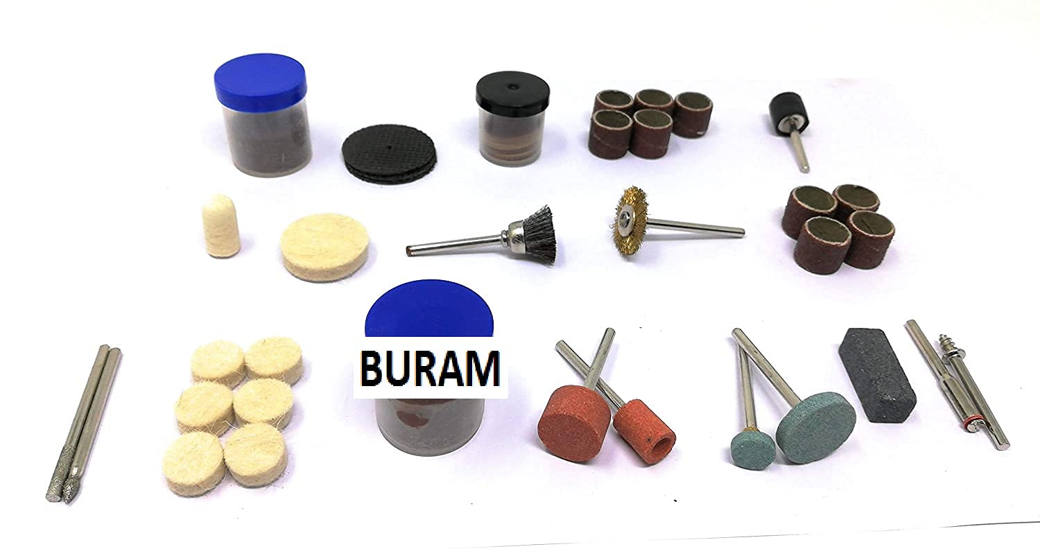 BURAM Cutting Grinding Electric Polishing Engraving Drill Bits Rotary Set-105 Pieces