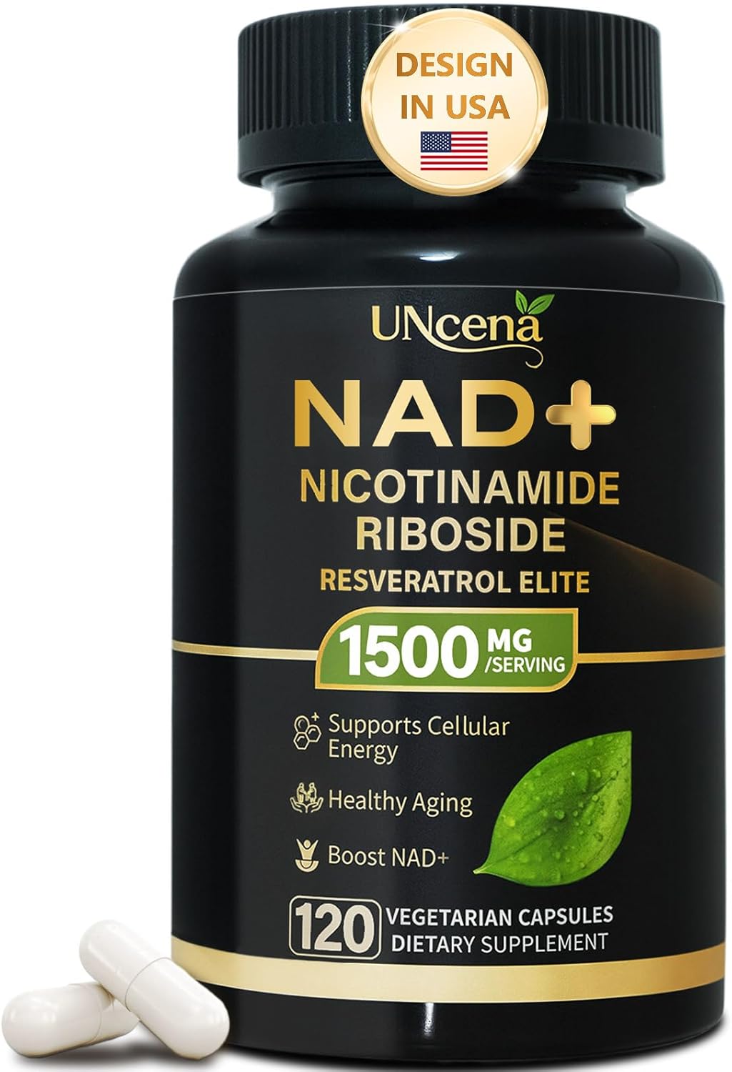 NAD Supplement 1500mg - Liposomal NAD+ Nicotinamide Riboside with Resveratrol, NAD Plus Boosting - Support Cellular Health, Stamina & Healthy Aging for Women & Men- 120 Capsules