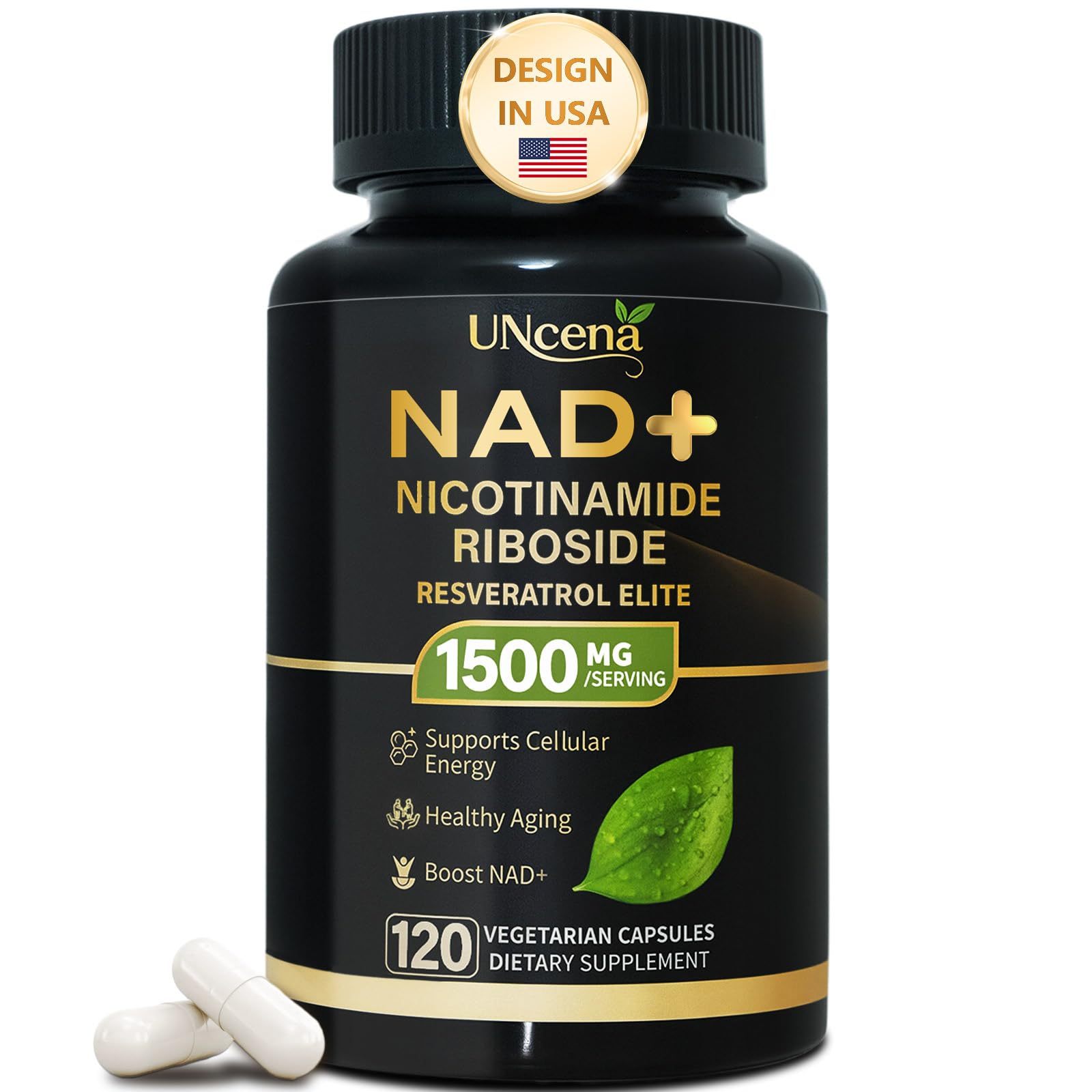 NAD Supplement 1500mg - Liposomal NAD+ Nicotinamide Riboside with Resveratrol, NAD Plus Boosting - Support Cellular Health, Stamina & Healthy Aging for Women & Men- 120 Capsules