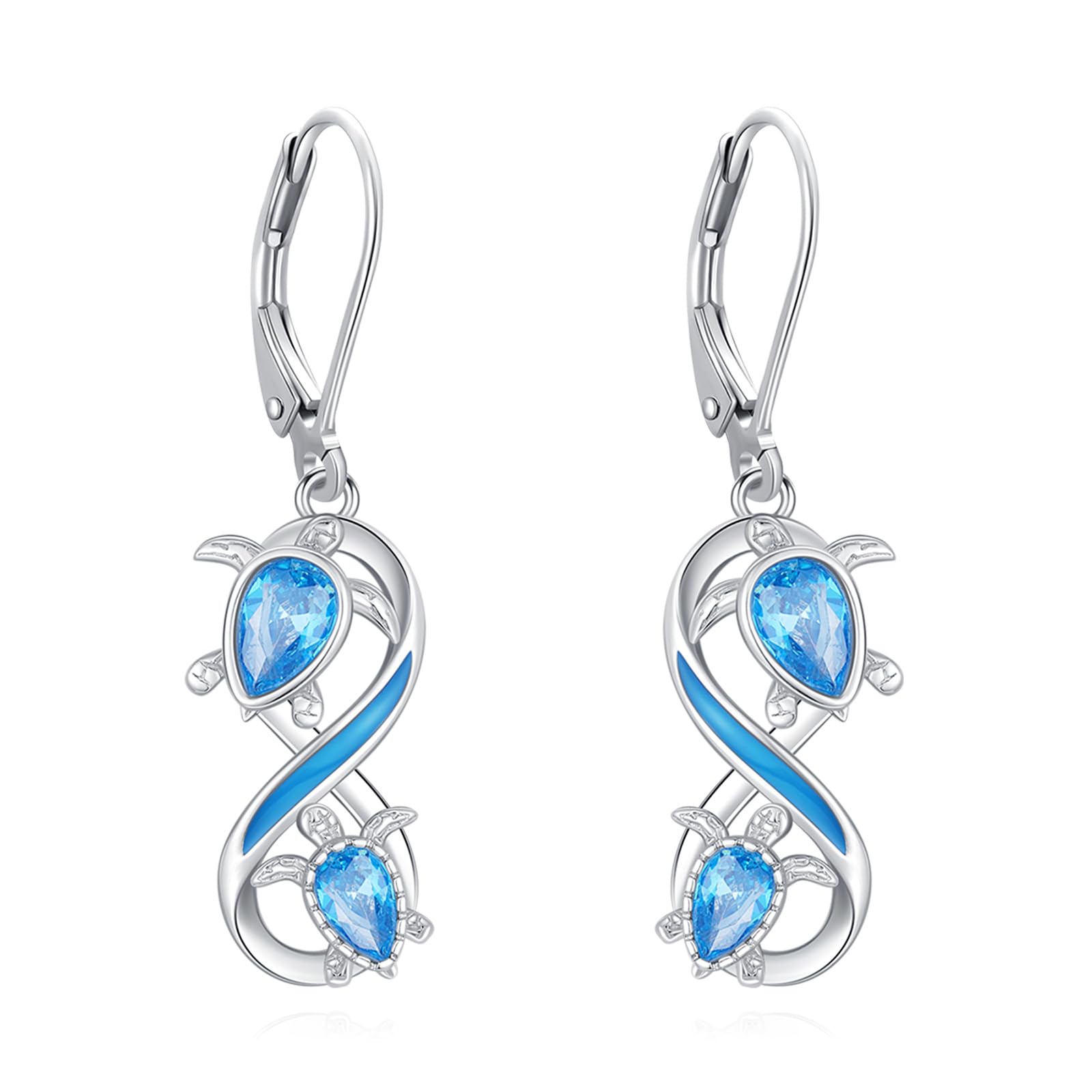 LOOVE Sterling Silver Tree of Life/Flower/Bee/Animals/Cat/Hummingbird Dangle Earrings Moonstone Turquoise Drop Leverback Earrings Jewelry Gifts