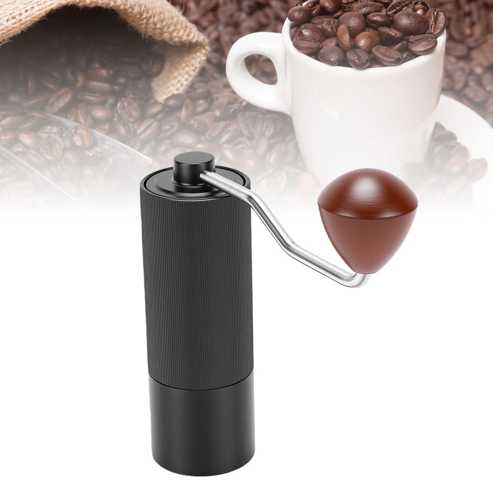Moulin à café Manuel, Moulin à Grains de café Portable avec 55 Réglages Réglables et Manivelle en Bois pour la Maison les Voyages en Plein Air le Camping