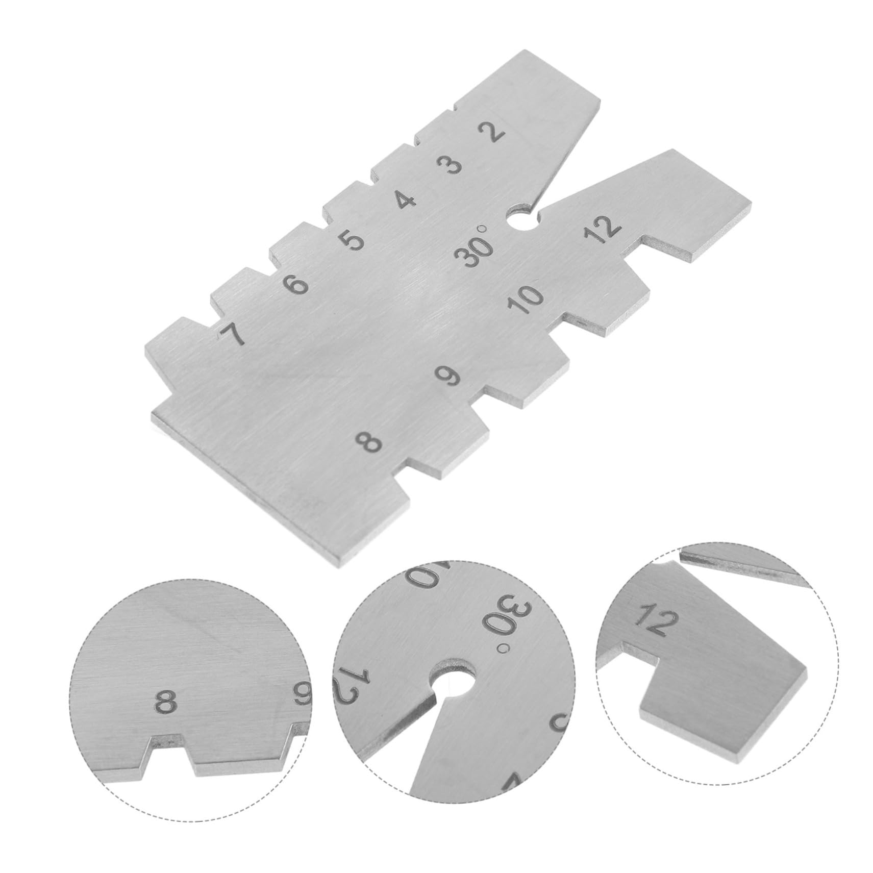 VILLFUL Stainless Steel 30 Degree Taper Template Metal Thread Gauge Cutting Angle Template Professional Measuring Tool