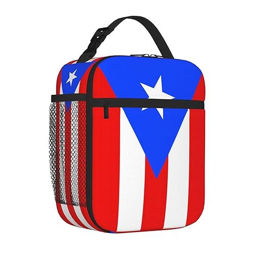 Puerto Rico Flag Insulated Lunch Bag Reusable Lunch Box Thermal