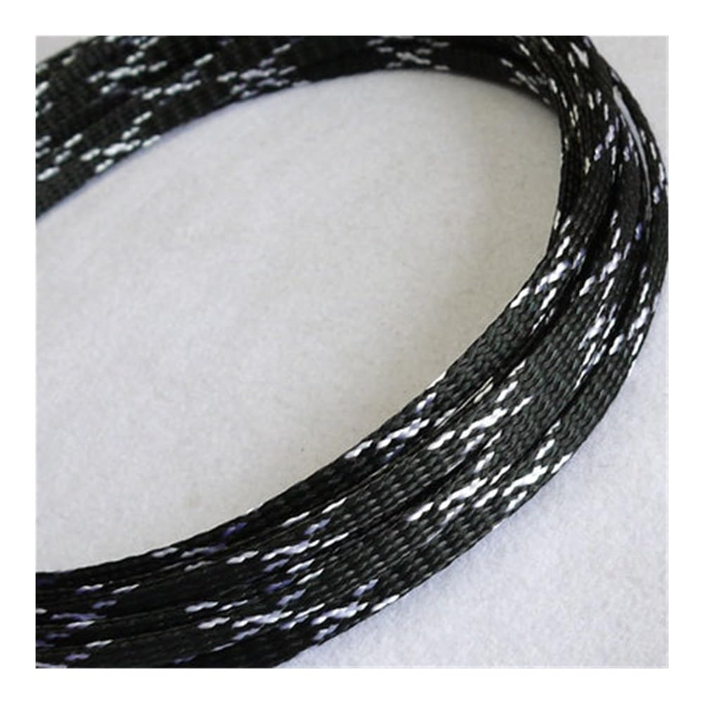 10M 3/4/6/8/10/12/14/16mm PP Cotton Yarn + Black PET PP Cotton Yarn Woven Mesh PET Woven Cotton Mesh Braided Cable Sleeve(BWB,14mm)