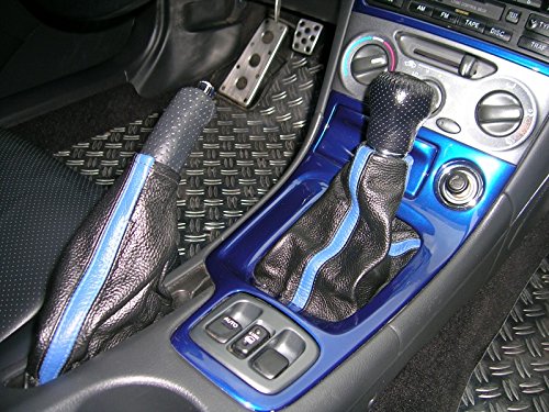 RedlineGoods ebrake Boot Compatible with Toyota Celica 2000-06. Tailor Made - not Universal. Genuine top-Grade Italian Black Leather with Blue Thread