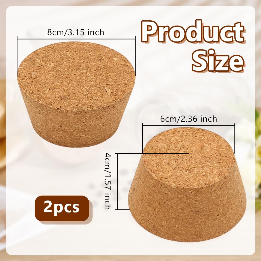 OLYCRAFT 2pz Tappi di Sughero Grandi 6~8cm Tappi di Sughero per Bottiglie Tappo Conici In Legno Tappo di Sugheri Coperchi per Barattoli di Conserva In Legno per Cucina Bomboniere Conserve