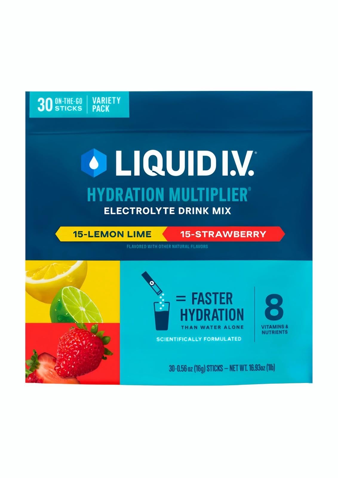 Liquid I.V. Hydration Multiplier Elektrolyt Drink Mix, Variety, 15.9 g, 30 Ct