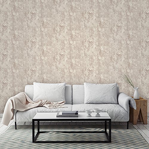 Papel de Parede Vinílico, Cimento Queimado, Dourado, 1000x52 cm, Bobinex Uau