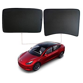 2-in-1 Glass Roof Sunshade Rear Window Shade for Tesla Model 3 2018 2019 2020, Automotive Sunroof Sunshades Sun Protection Blocks UV Rays Keep Cool by Hydencamm