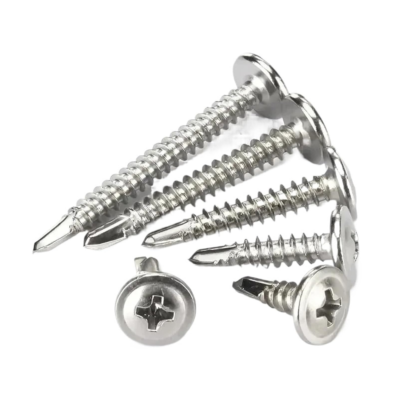 FJQFHH Pan Head Self Tapping Screws, Stainless Steel Round Washer Self-Tapping Self-Drilling Phillips Screws(200PC,19MM)