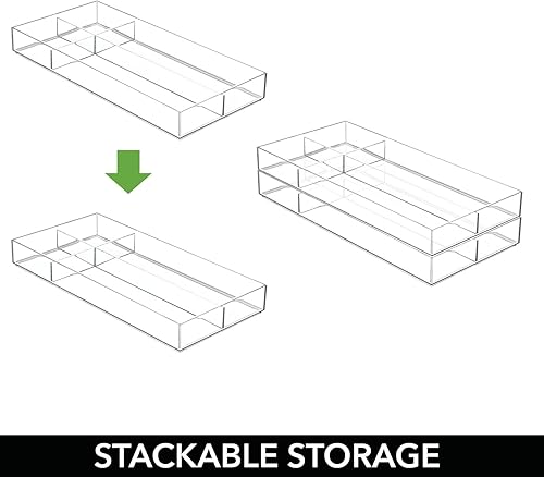 Miniatura 5 de mDesign Bandeja organizadora de maquillaje dividida de plástico para cajón de baño, tocador, almacenamiento de encimera, organización de cosméticos