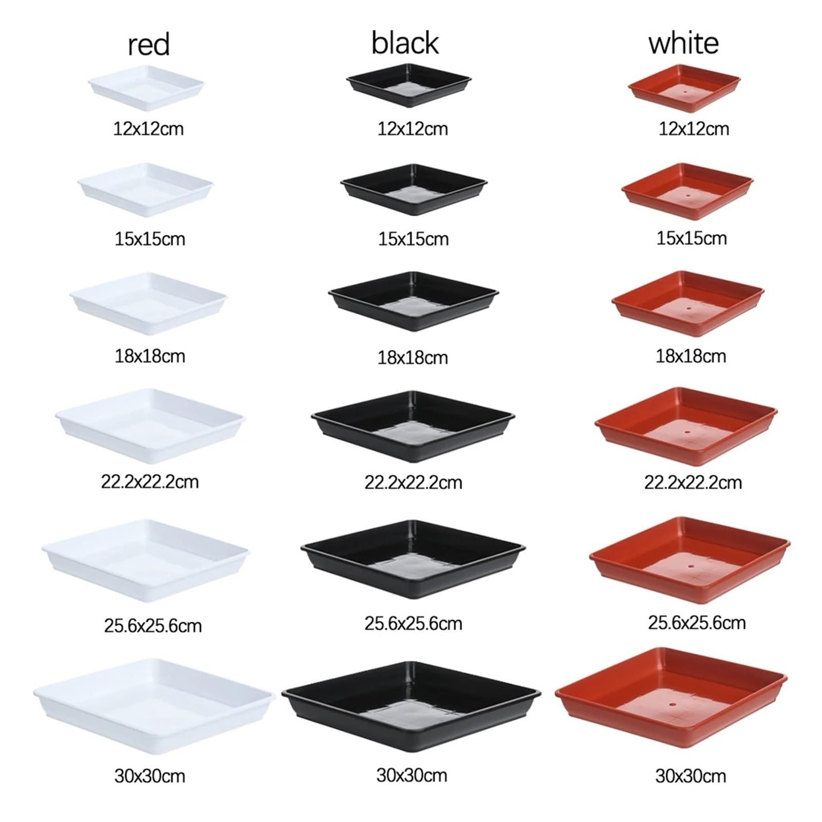 Verdes Platos Para Macetas Platillos de bandeja de plástico for interiores y exteriores, cuadrados de plástico, 5 uds., bandejas de goteo, platillo for plantas Platillos Para Plantas(Red-30x30cm)