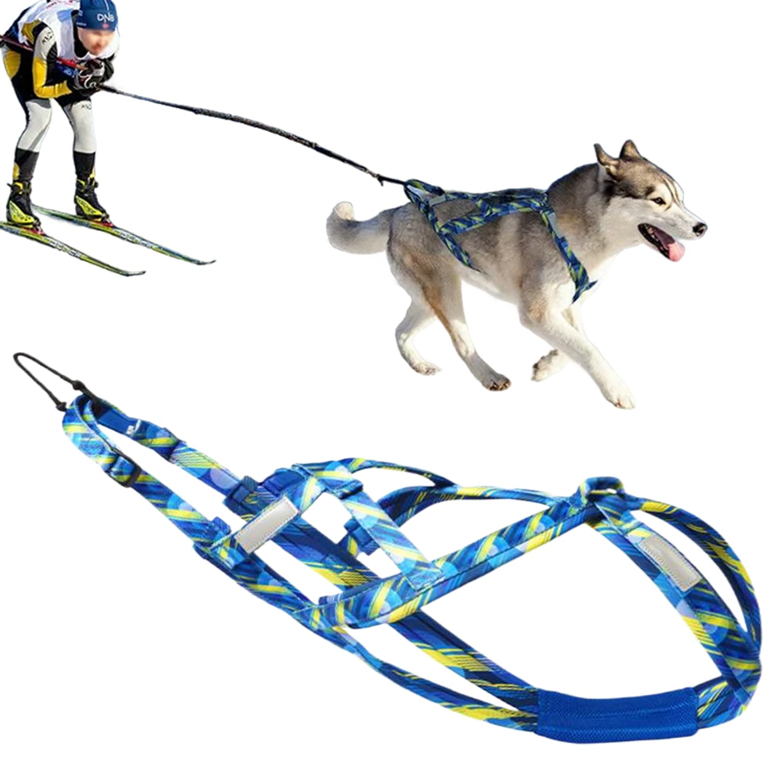 Harnais de traîneau pour chien rembourré et réfléchissant avec structure en huit