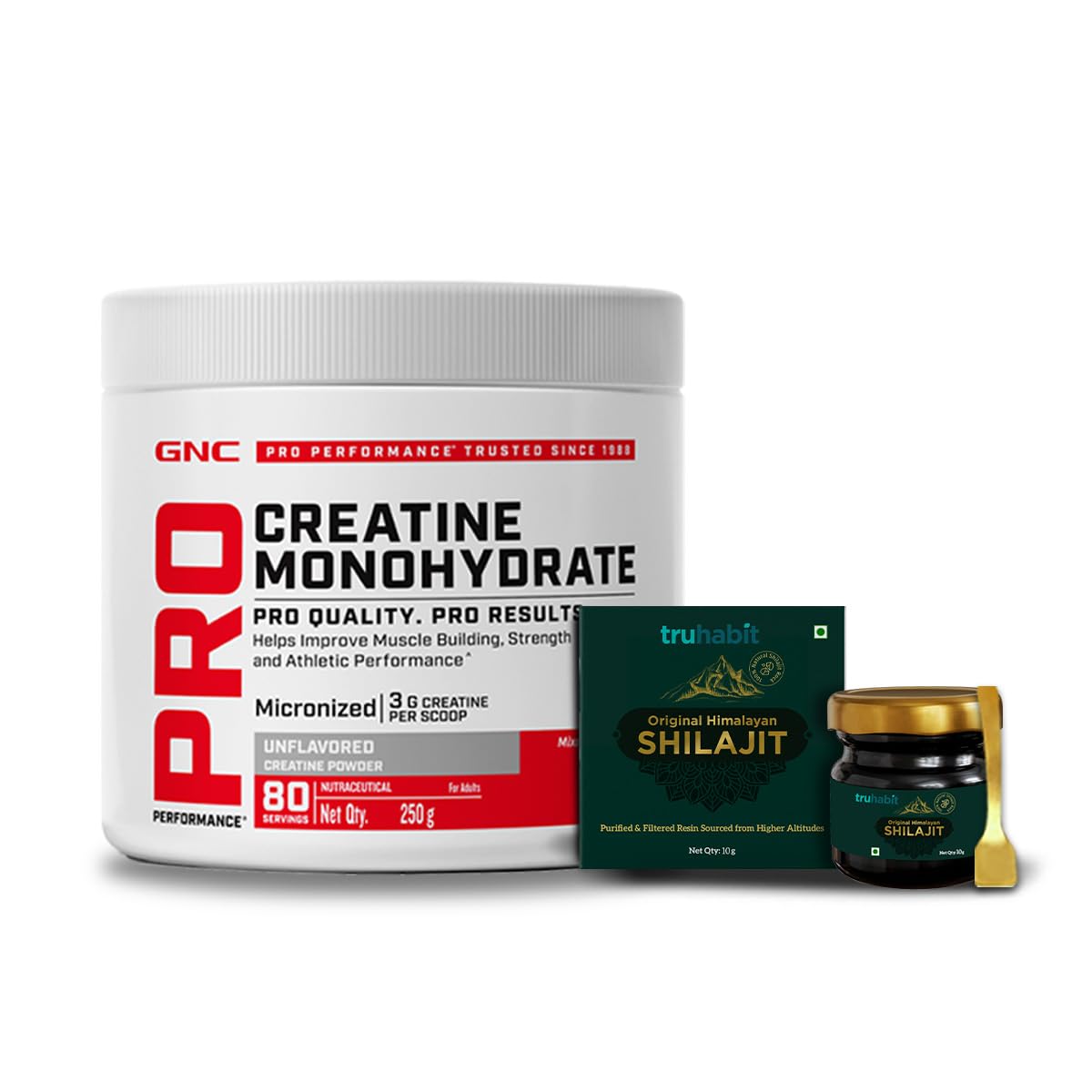 GNC Pro Performance Pure Micronized Creatine Monohydrate with Free Shilajit|250 gm & 10 gm Shilajit|Instantized|Fuels Muscles|Increase Muscle Mass|Rapid Absorption|Orange,powder,2 count,69 Servings — Amazon image 12
