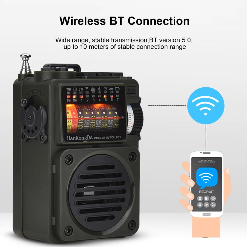 DollaTek HRD-700 Mini radio tascabile retrò Radio Bluetooth DAB/DAB+ AM FM a 10 bande Radio digitale retrò ricaricabile