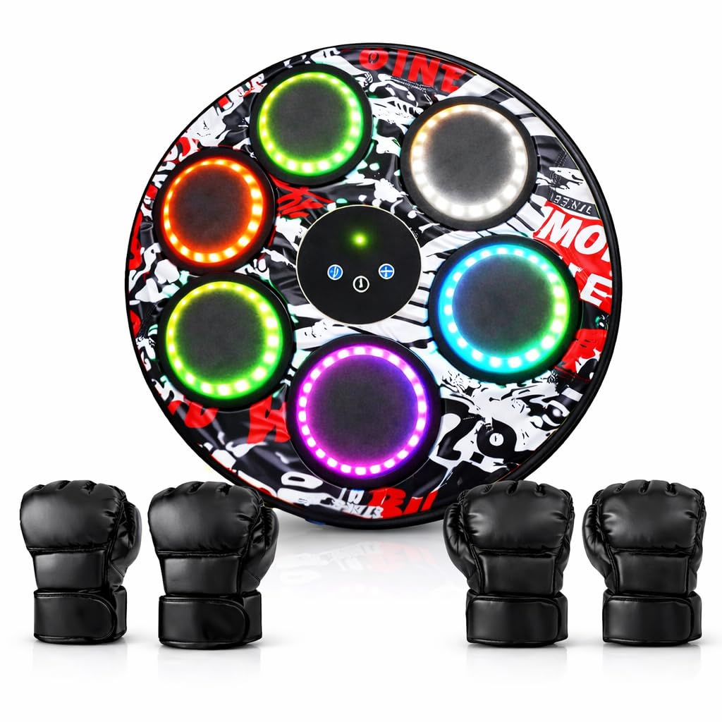 Maquina Boxeo Musical Pared, Boxeo en casa, Boxeo Pared Musical, Boxeo niños, Maquina Boxeo, Boxeo Infantil, Boxing Machine, Incluye 2 Pares de Guantes y Tablero de puntuación