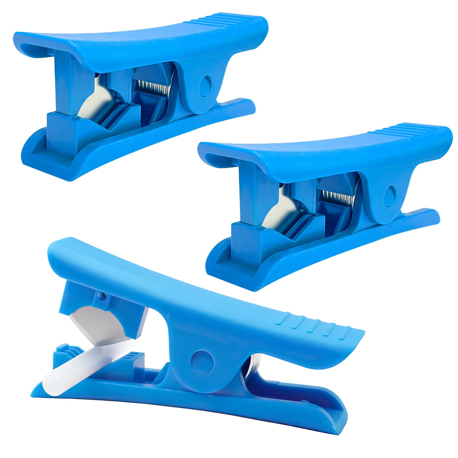 Set of 3 Plastic Pipe Cutter, Plastic Pneumatic Tube Cutter, Hose Slice, Plastic Tubing Trim Tool for PVC Pu Tubing, Trunking, Plumbing Tool, Pipe and Hose Cutting, Bicycle Cables (Blue)