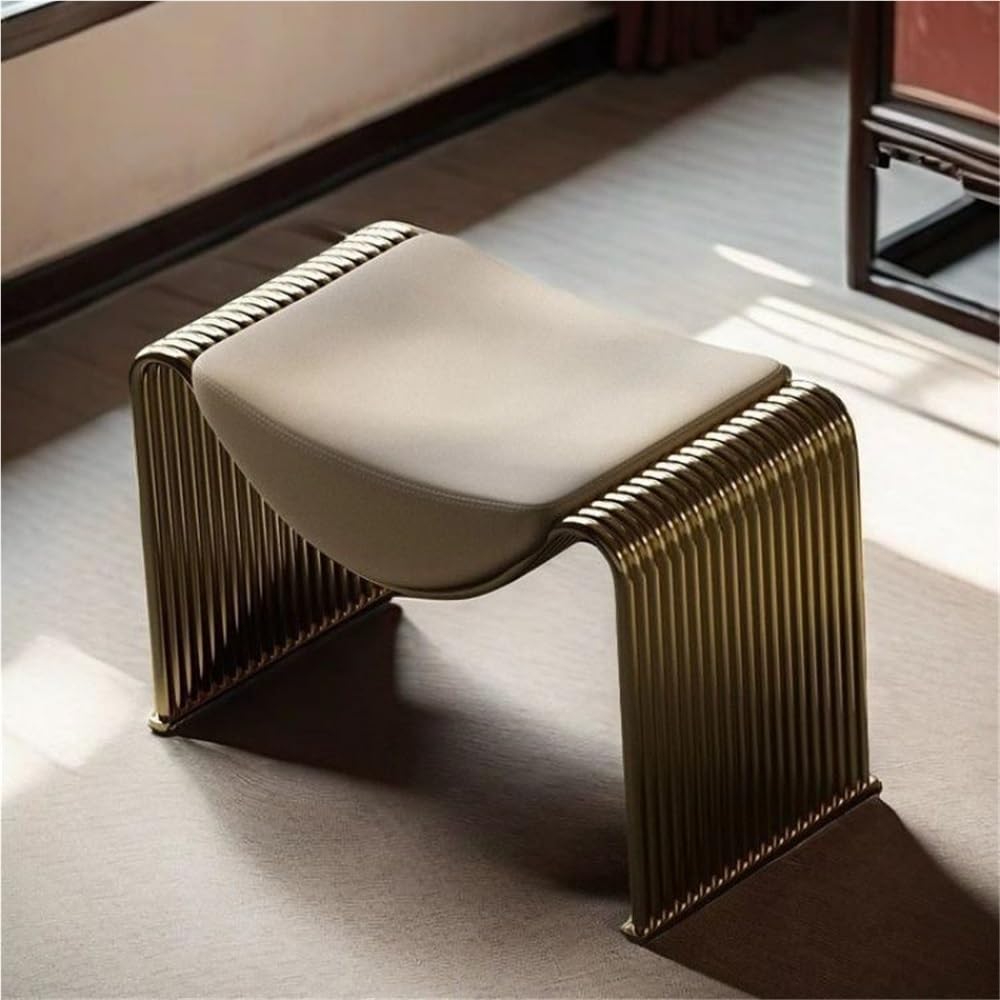 Ingresso Minimalista, Panca di vanità Moderna, poggiapiede Compatto, Trucco Elegante, Panca di Scarpe Moderna, Piccolo Passo per Il Soggiorno (Oro)