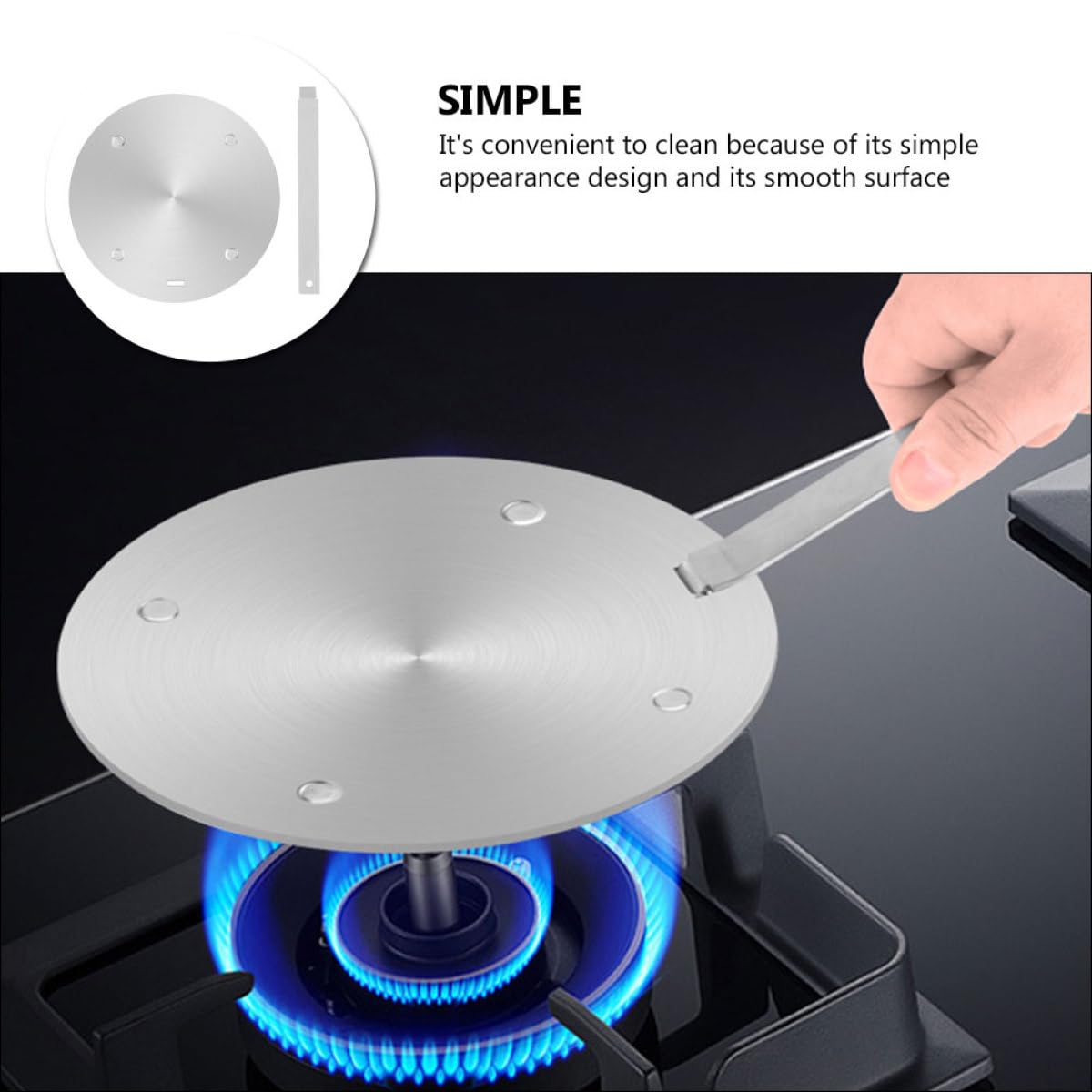 Placa Adaptadora para Cocina de Gas y Eléctrica, Difusor de Calor de Acero Inoxidable 3,4mm X 240mm, Adaptador para Utensilios de Cocina Compatible Inducción, Distribución