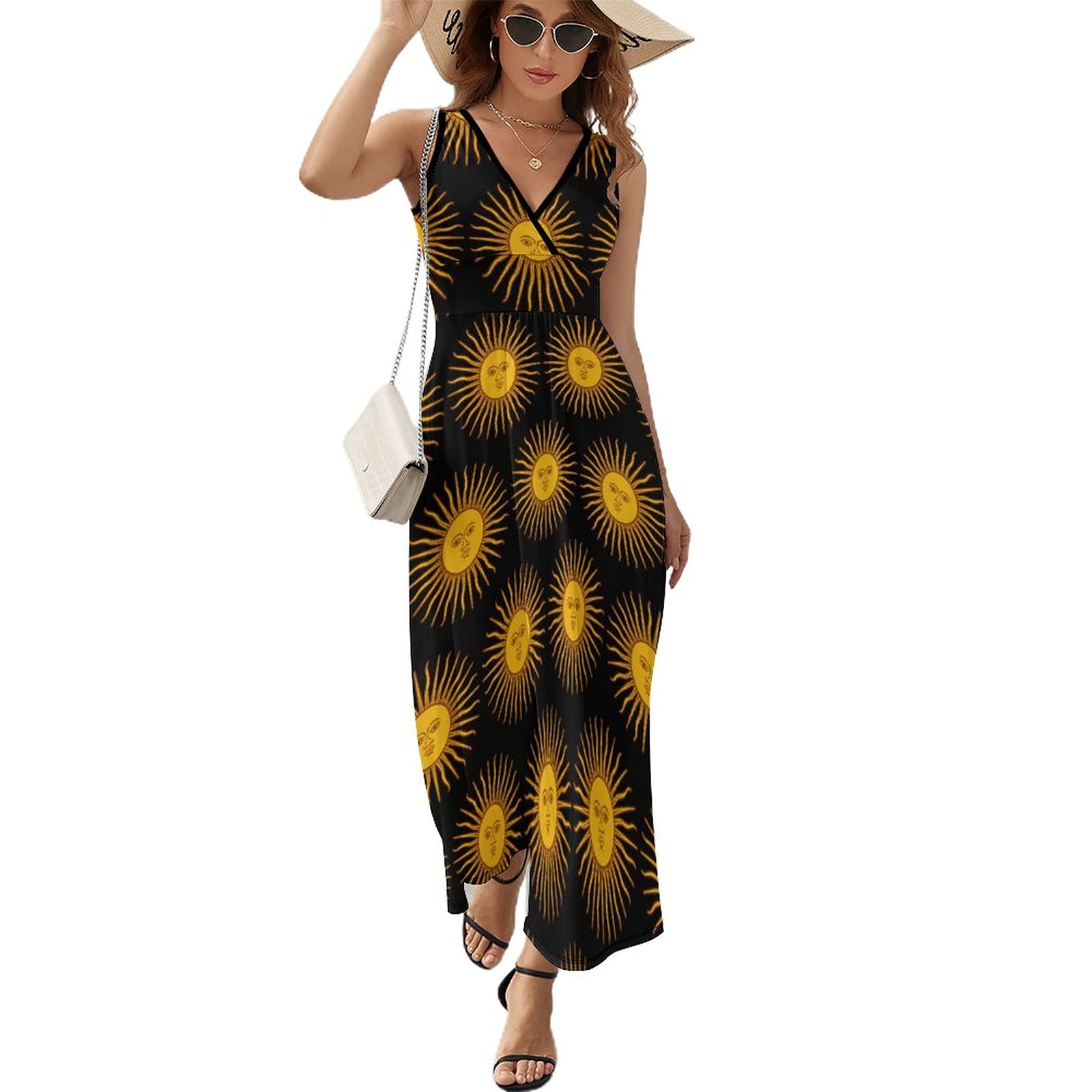 BAIKUTOUAN Argentina Long Dress for Women Summer Printed Sleeveless