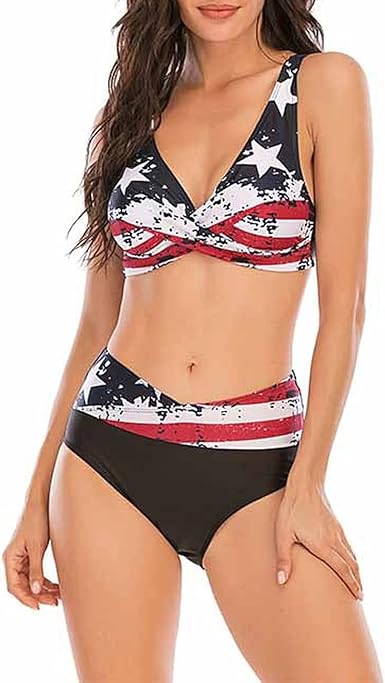 high waisted 4th of july swimsuit