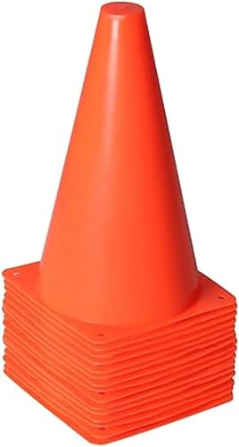 Vizari Conos de entrenamiento deportivo naranja de 9 pulgadas para ejercicios de fútbol, baloncesto, fútbol, pista y agilidad, juego de 12 y 24