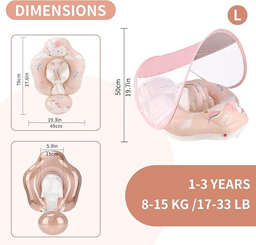 Miniatura 4 de Free Swimming Baby - Flotador inflable para bebés con toldo para protección solar para piscinas
