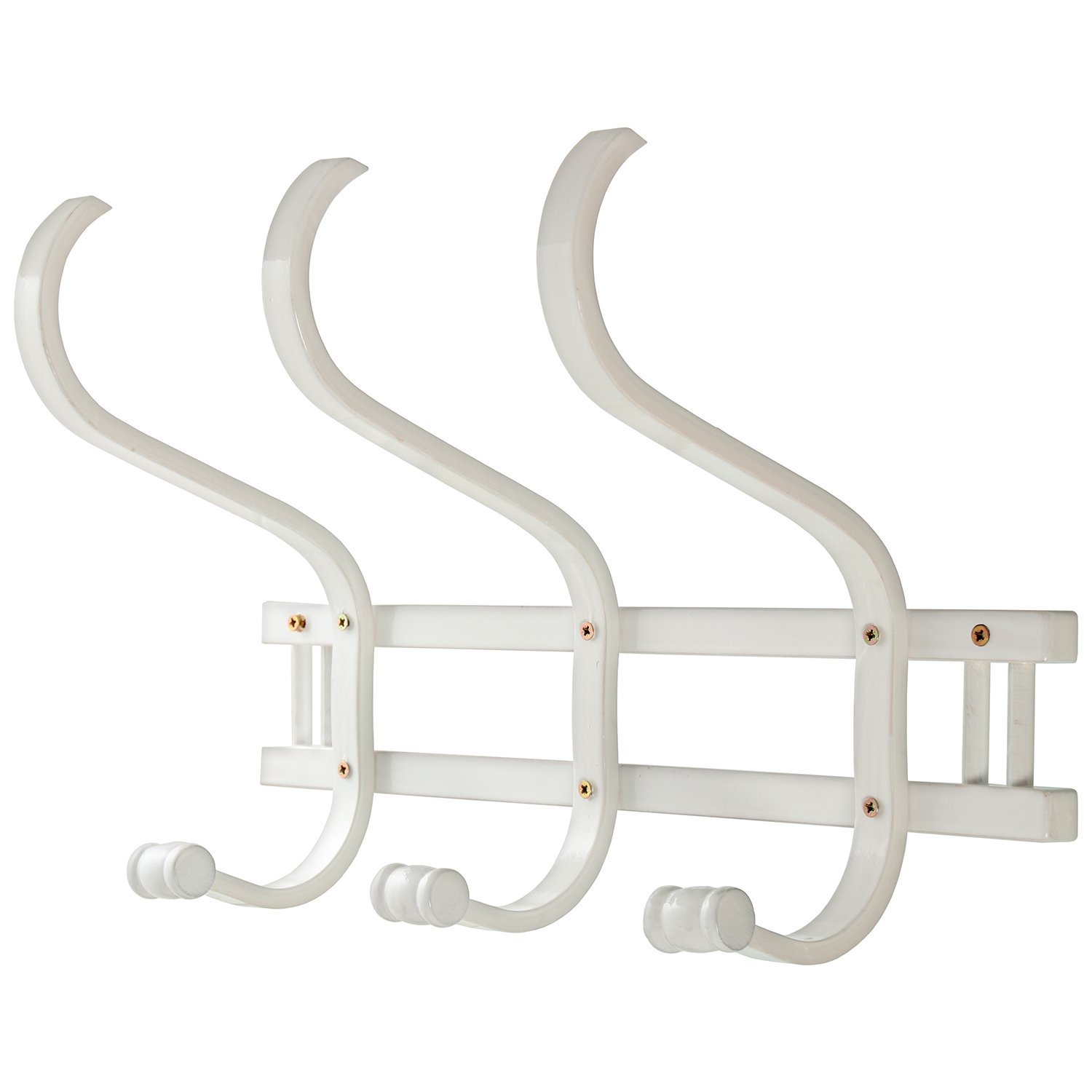 Porte-manteau mural en bois blanc avec 3 bras mobiles DRW 45x21x30 cm