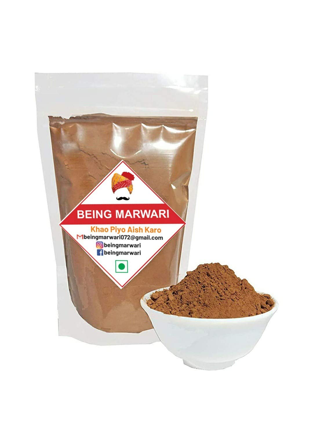 Being Marwari Cocoa Powder for Cake Making Dark (Unsweetened,Vegan & Gluten Free), 400g
