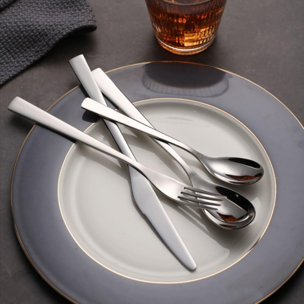 PEKJI Knife Fork Spoon Home Stainless Steel Cutlery Set Fashion Silverware Set Reusable Kitchen Flatware Set Western Tableware