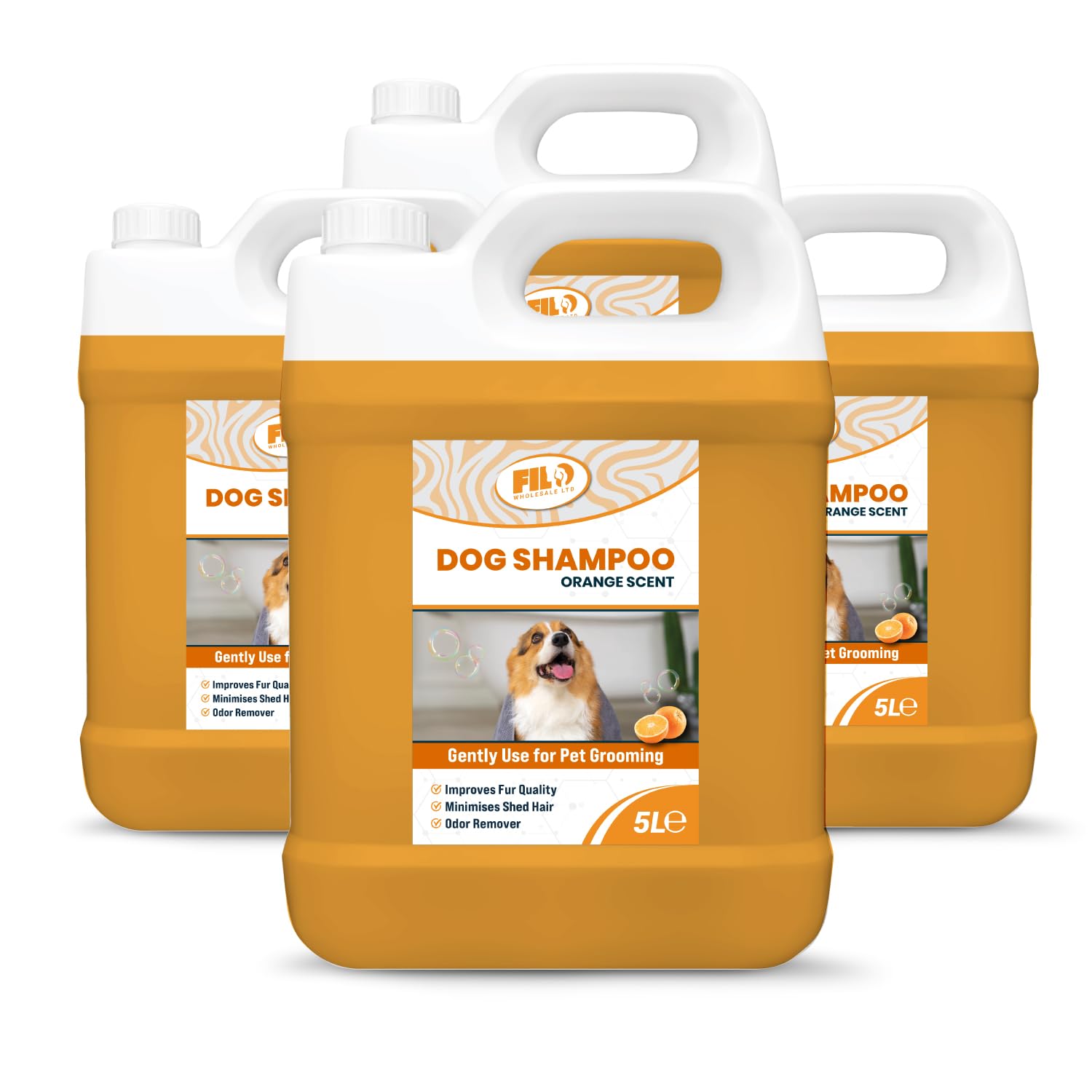 FILO Dog Shampoo Sensitive Skin 4x 5L | Orange Scent, Dog Shampoo for Itchy Skin Gentle & Concentrated Formula | Safe for Puppies Sensitive Skin & All Breeds Dogs Odor Control & Shine