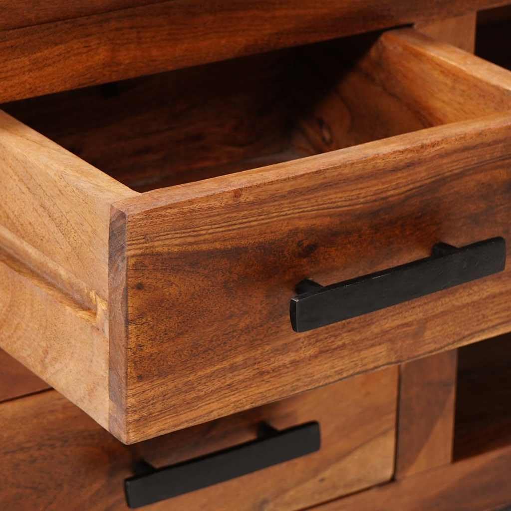 Meuble TV bas en bois massif marron 110 x 30 x 40 cm