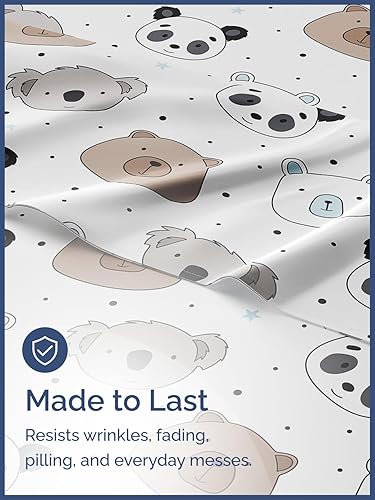 Miniatura 4 de CGK Juego de sábanas matrimonial, 4 piezas, para niños, niñas, adolescentes, de osos, esquinas de bolsillos profundos de fácil ajuste,