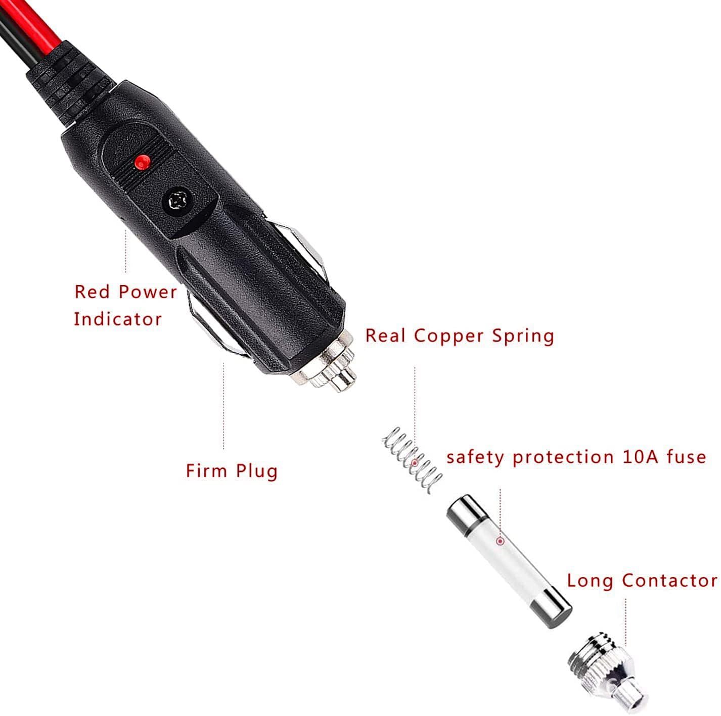 2 Stück 14 AWG Zigarettenanzünder-Stecker auf O-Ring