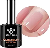 modelones Construtor de gel para unhas, construtor rosa nude neutro 8 em 1 para espessamento de unhas, base de borracha rosa blush rosa, lâmpada LED curada, fortalecedor, esmalte em gel rígido extensor para salão faça você mesmo