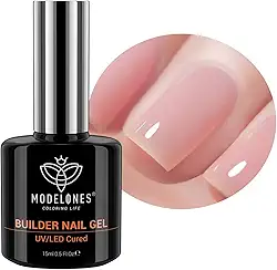 modelones Construtor de gel para unhas, construtor rosa nude neutro 8 em 1 para espessamento de unhas, base de borracha rosa blush rosa, lâmpada LED curada, fortalecedor, esmalte em gel rígido extensor para salão faça você mesmo
