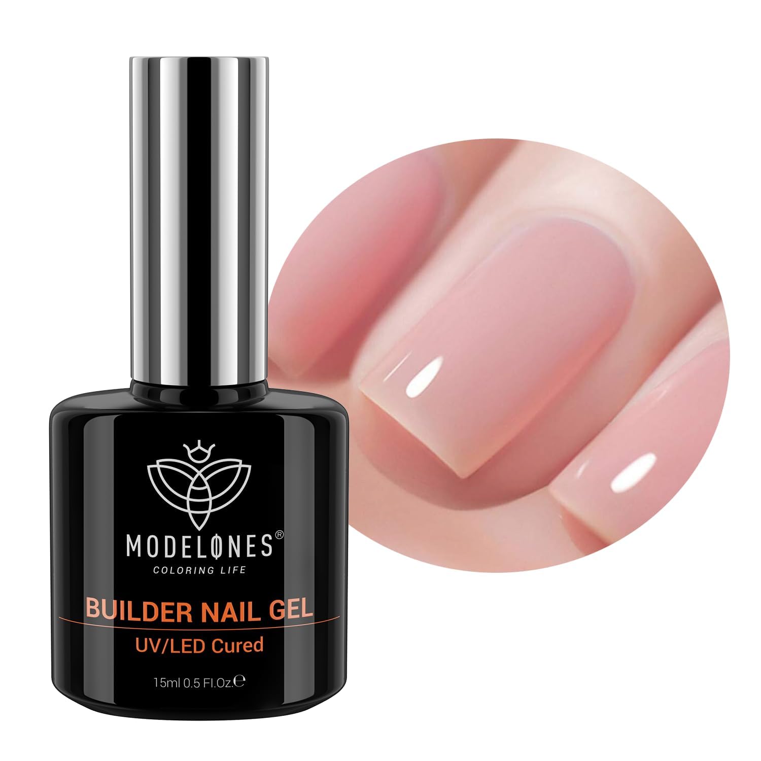 8-in-One Builder Gel - Neutral Nude Pink for Nail Thickening, Apex Building - Rose Blush Pink Rubber Base Polish, LED Lamp Cured Hard Strengthener Extend for Home DIY Salon Girls