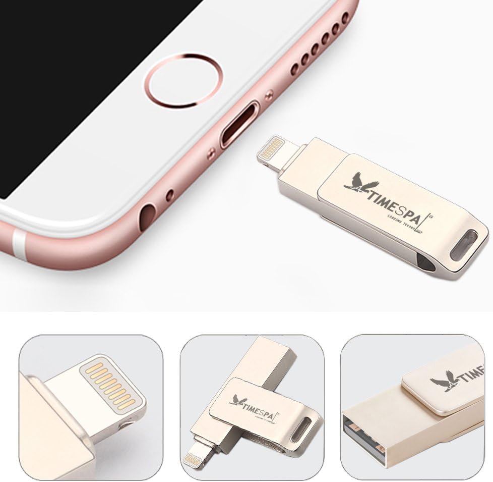 32GB USB Flash Drive with Lightning Connector External Storage Memory Expansion for iPhone iPad Computer (32GB silver 001)