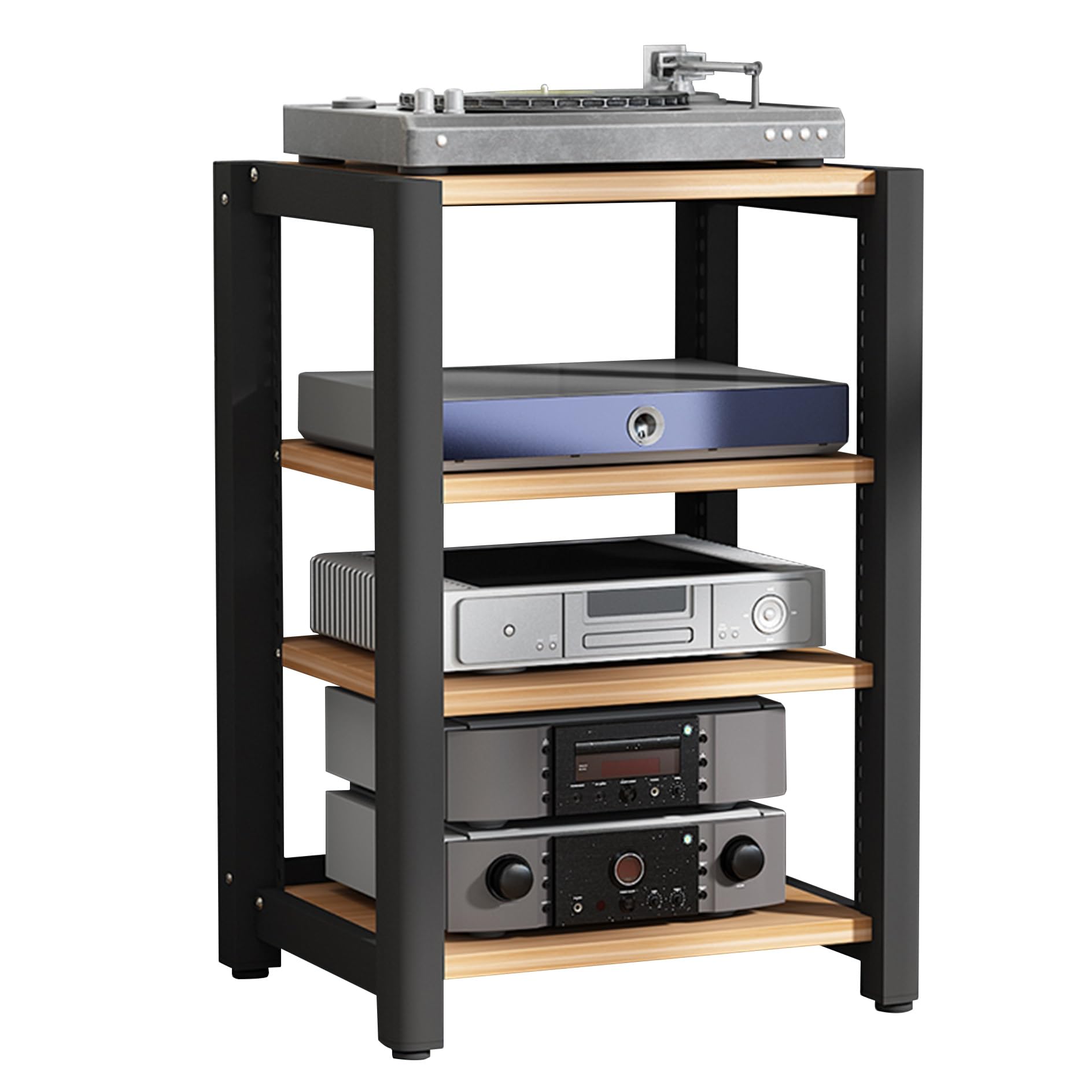 Generico Supporto multimediale AV - Mobile Stereo in Legno a 2/3/4/5 Ripiani per Console per Videogiochi, scaffalatura Audio-Video, scaffale per Dvd Hi-Fi, Supporto per TV e proiettore, ripiano Porta